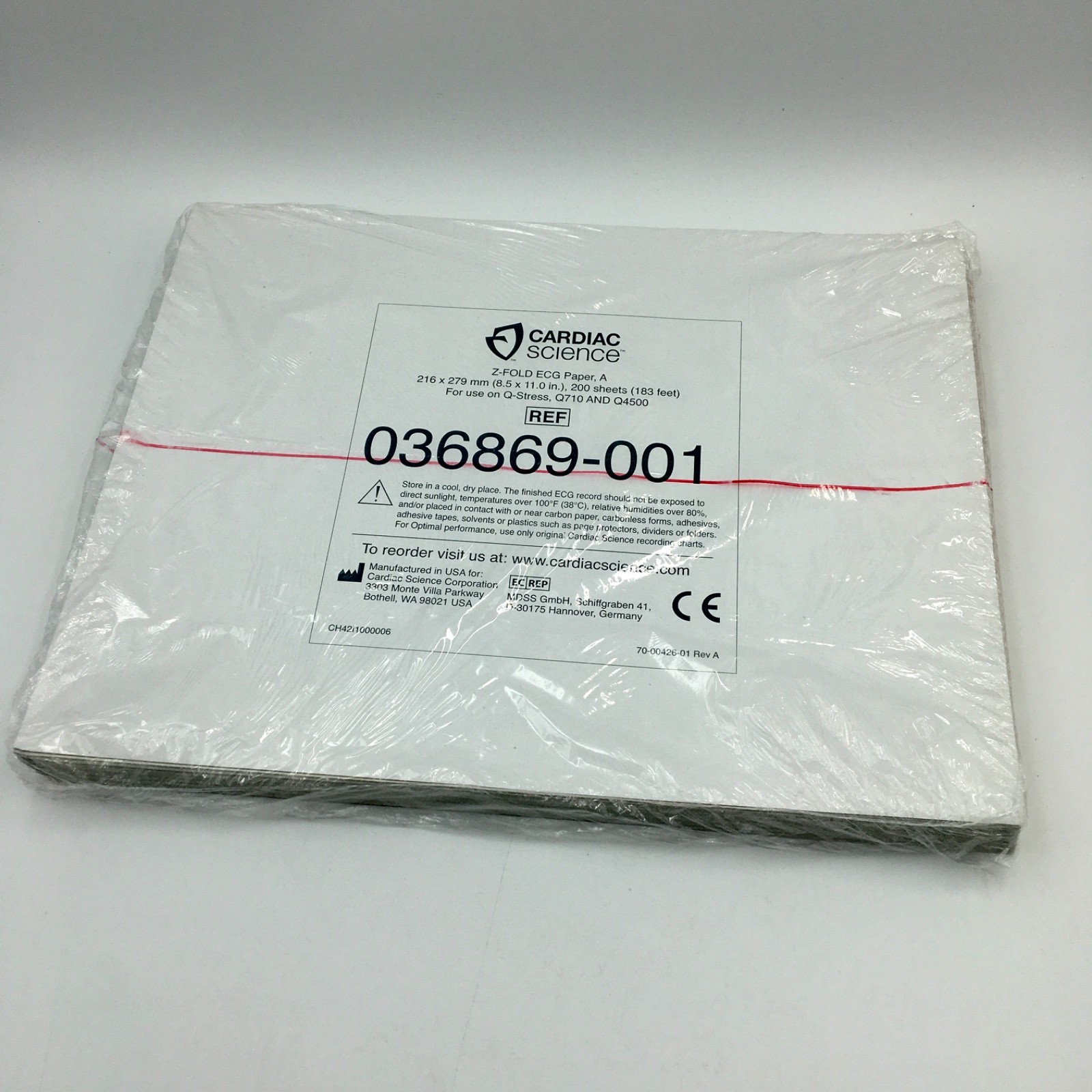 ECG EKG Thermal Paper for Q4500 Q710, Q Stress Z-Fold Orange, Quinton 036869-001