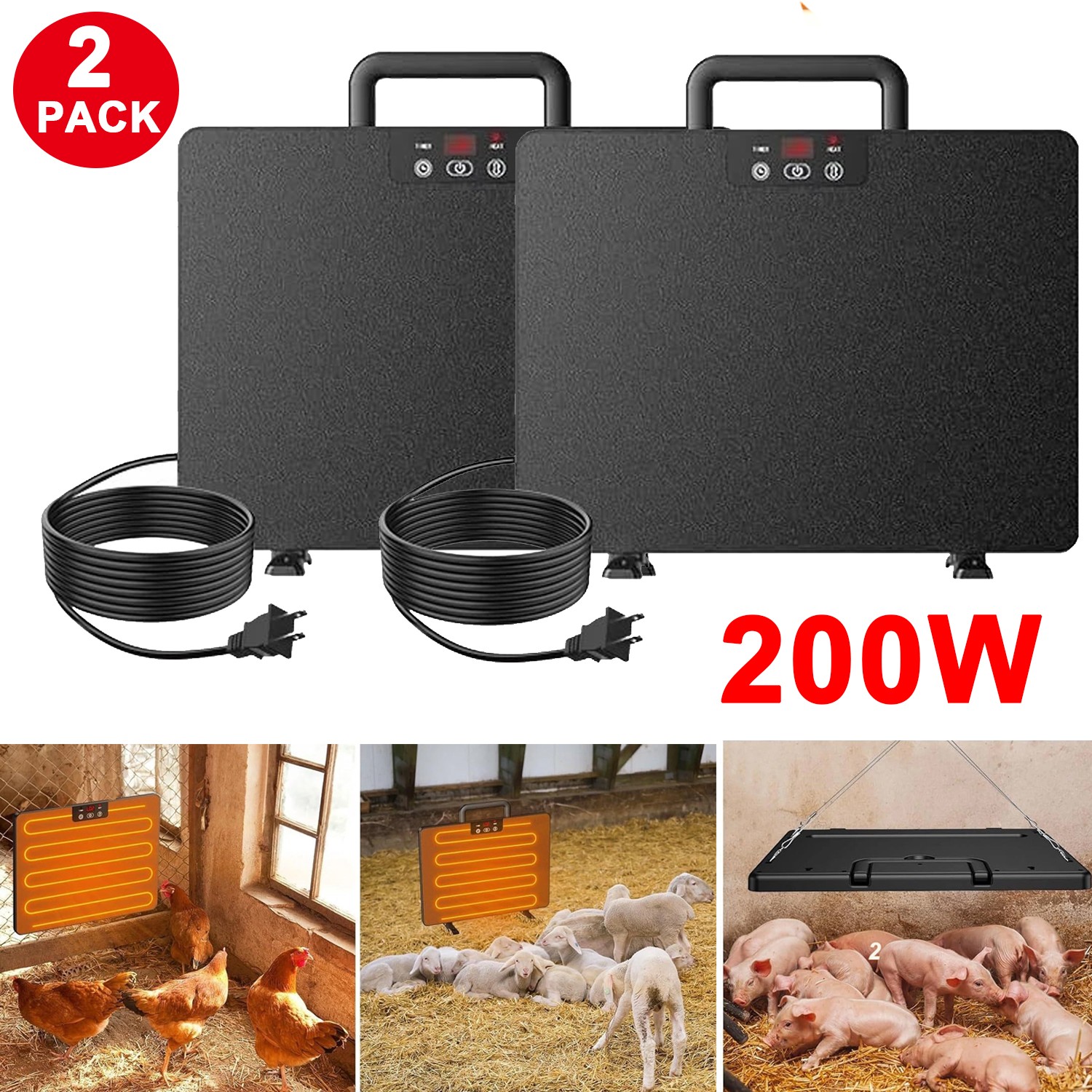 2x Chicken Coop Heater 200W Chicken Coop Heater Heating Flat Panel for Winter