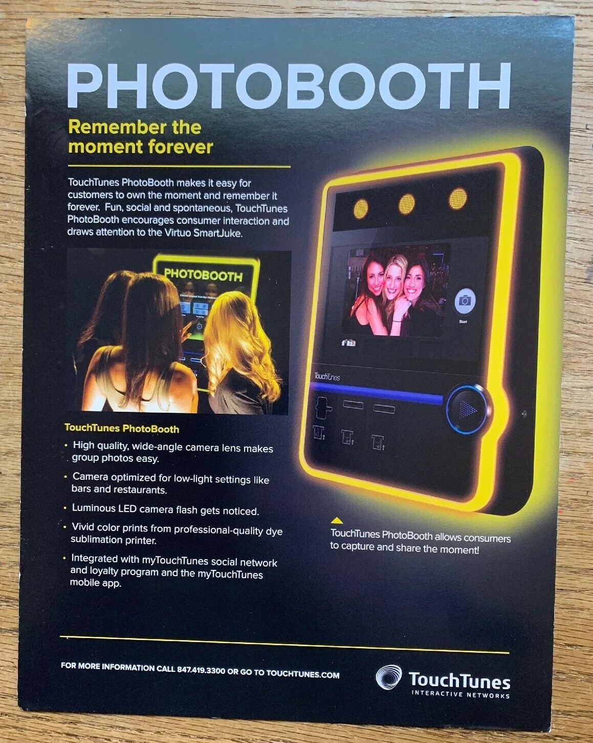 TOUCHTUNES Jukebox --"PHOTOBOOTH"-PROMOTIONAL BROCHURE- MINT-IN PLASTIC