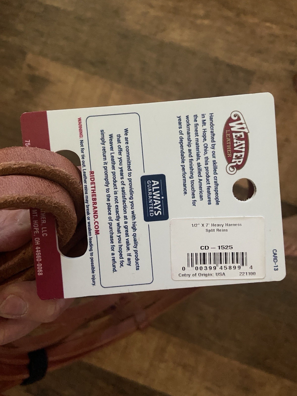 Weaver Leather Extra Heavy Harness Split Reins 1/2” X 7’