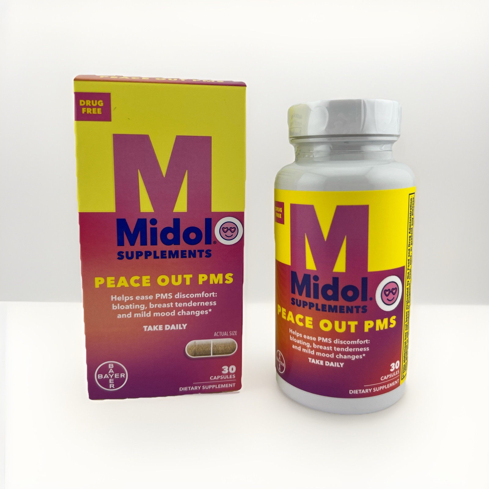 Midol Supplements PEACE OUT PMS - Daily, Helps Ease PMS, Sealed! - 30 Capsules