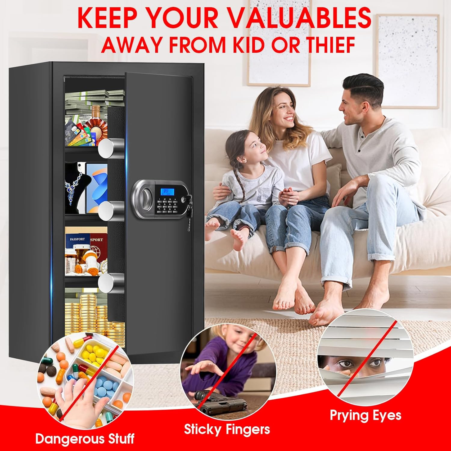 6.0 Cuft Large Fire Proof Safe for Home Documents, Safe Box Fireproof Waterproof