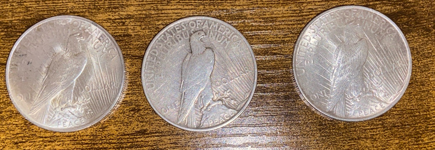 1922 $1 Peace Dollar Set of Three