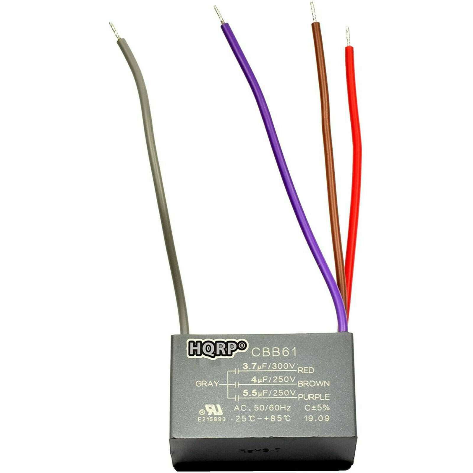 HQRP Capacitor for Hampton Bay Ceiling Fan CBB61 3.7uf+4uf+5.5uf 4-Wire