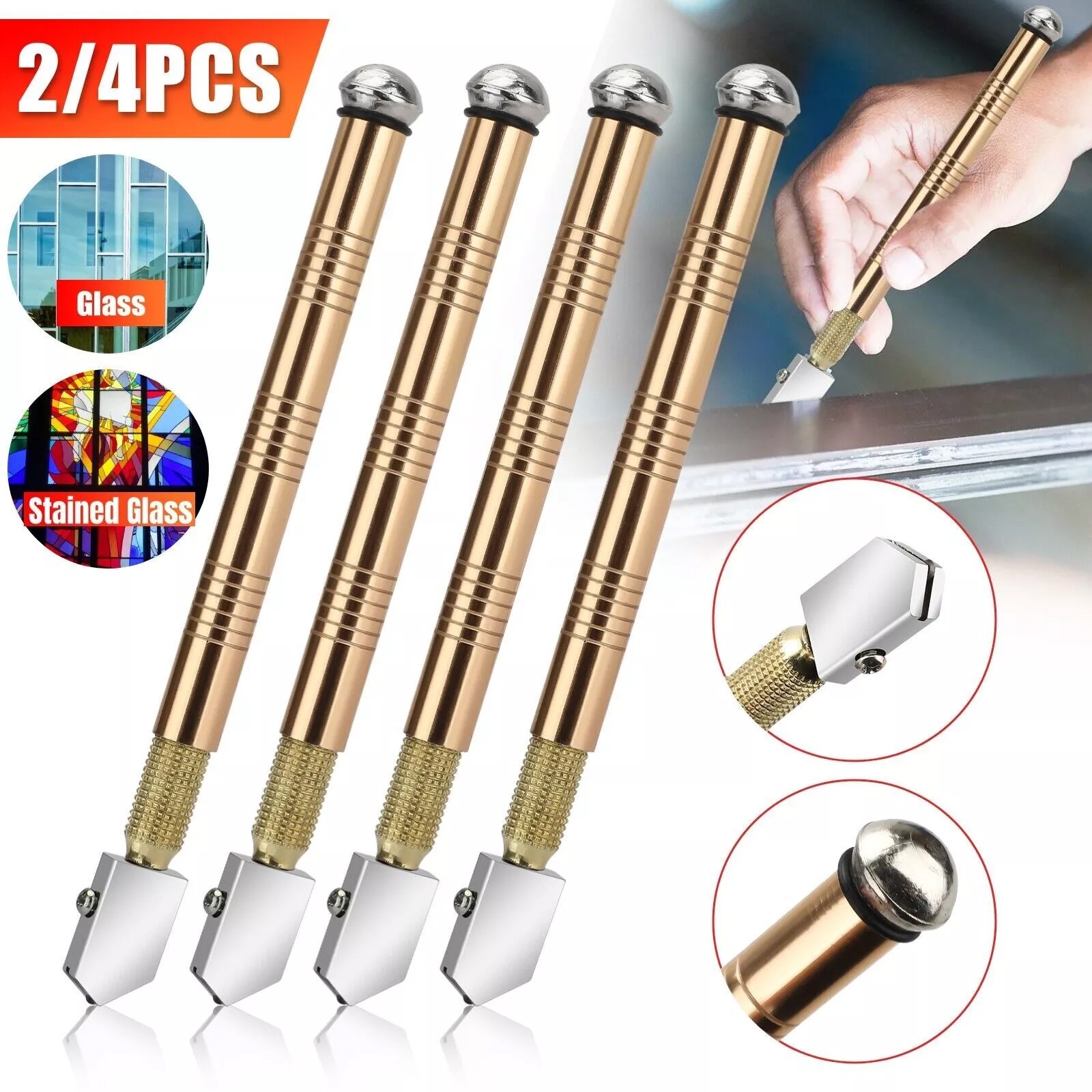 2/4Pcs Glass Cutter Tungsten Carbide Tip Precision Cutting Professional Tool