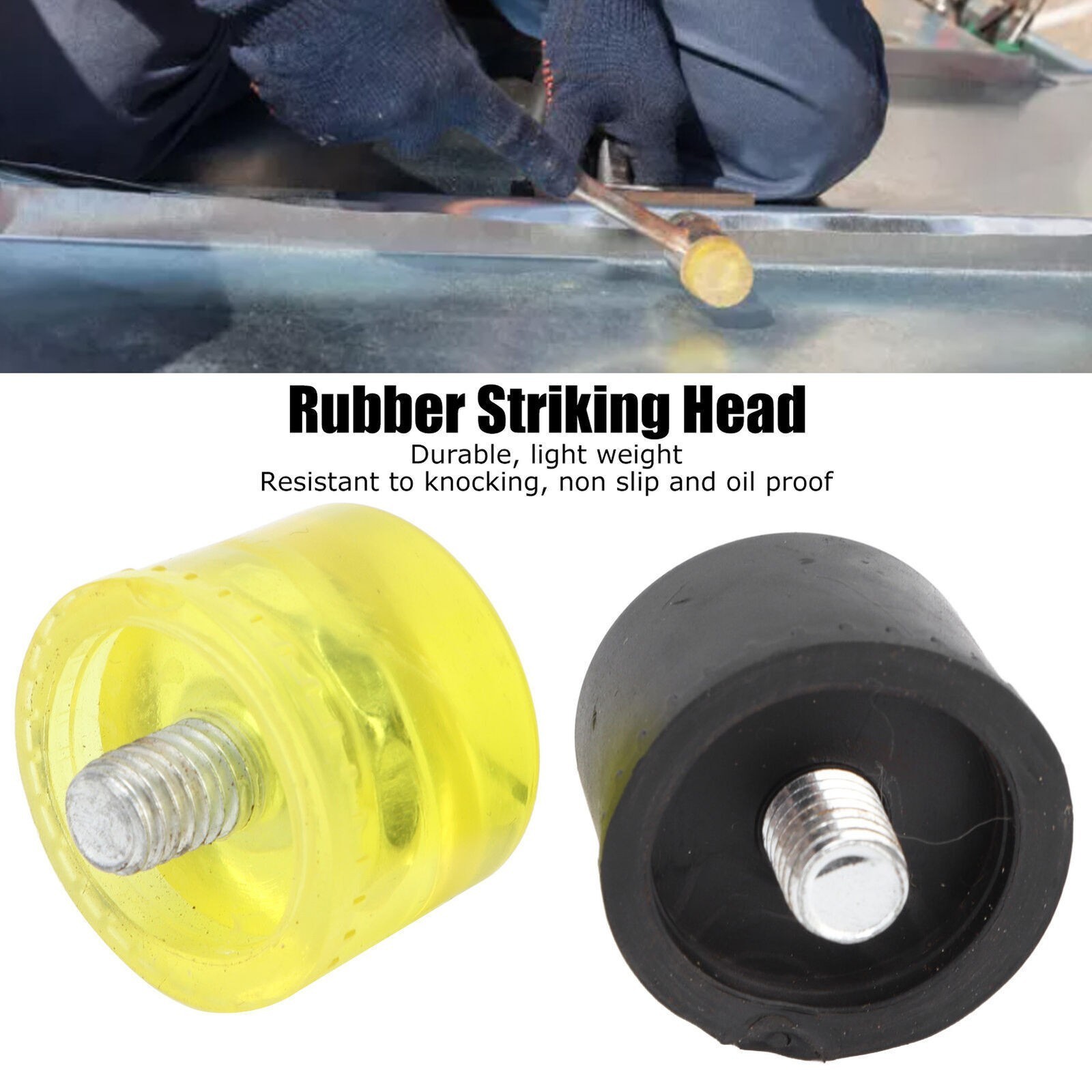 2 Set Rubber Striking Head Hammer Replacement Tips Set Mallet Accessories Yellow