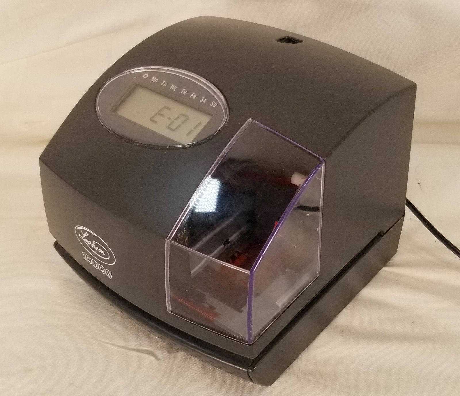 Lathem 1000E Electronic Time Recorder Time Clock/Document Stamp w/ AC Adapter