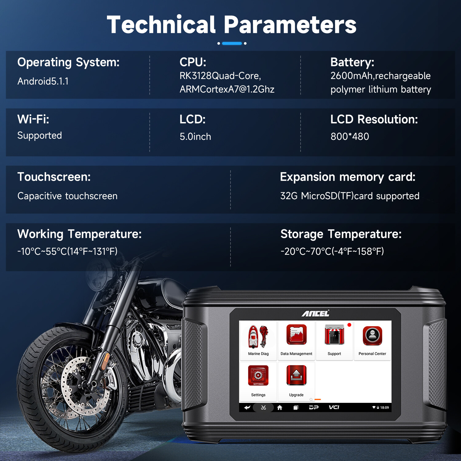 ANCEL MR500 For Yamaha Marine Diagnostic Tool Hours Live Data Fault Code Erase