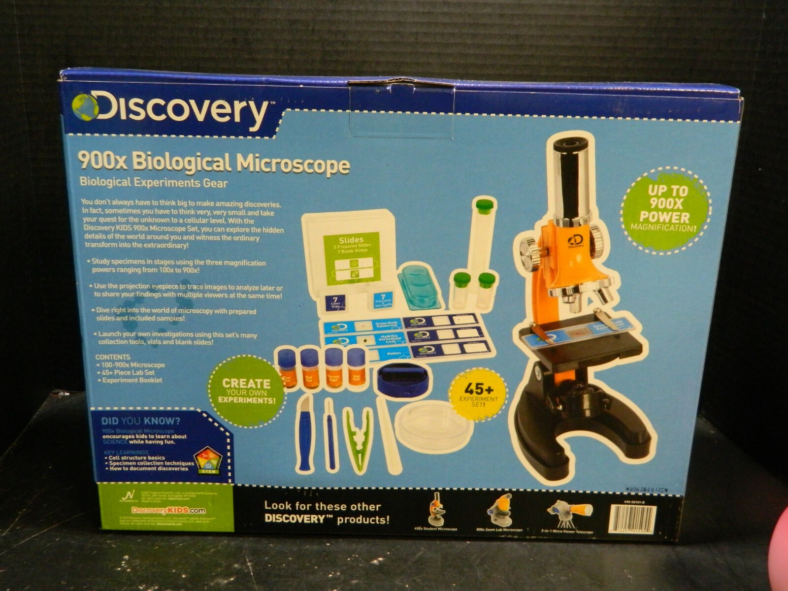 Discovery 900X Microscope 45+ Biological Experiments Gear New In Box #44-50101-8