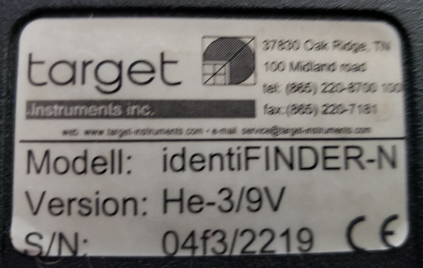 Thermo identiFINDER Radiation Detector Handheld Spectrometer HE-3/9V