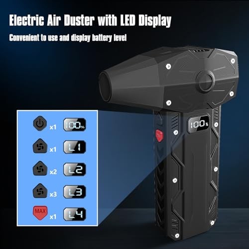Compressed Air Duster, Electric air duster-4-Gear Adjustable Dust Blower for