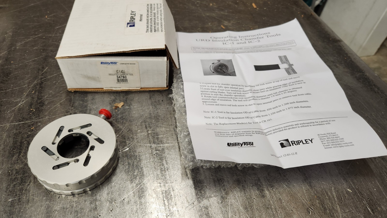 Ripley 34760 IC 1 Insulation Cable Chamfer Tool .650 -1.260" OD Range NEW IN BOX