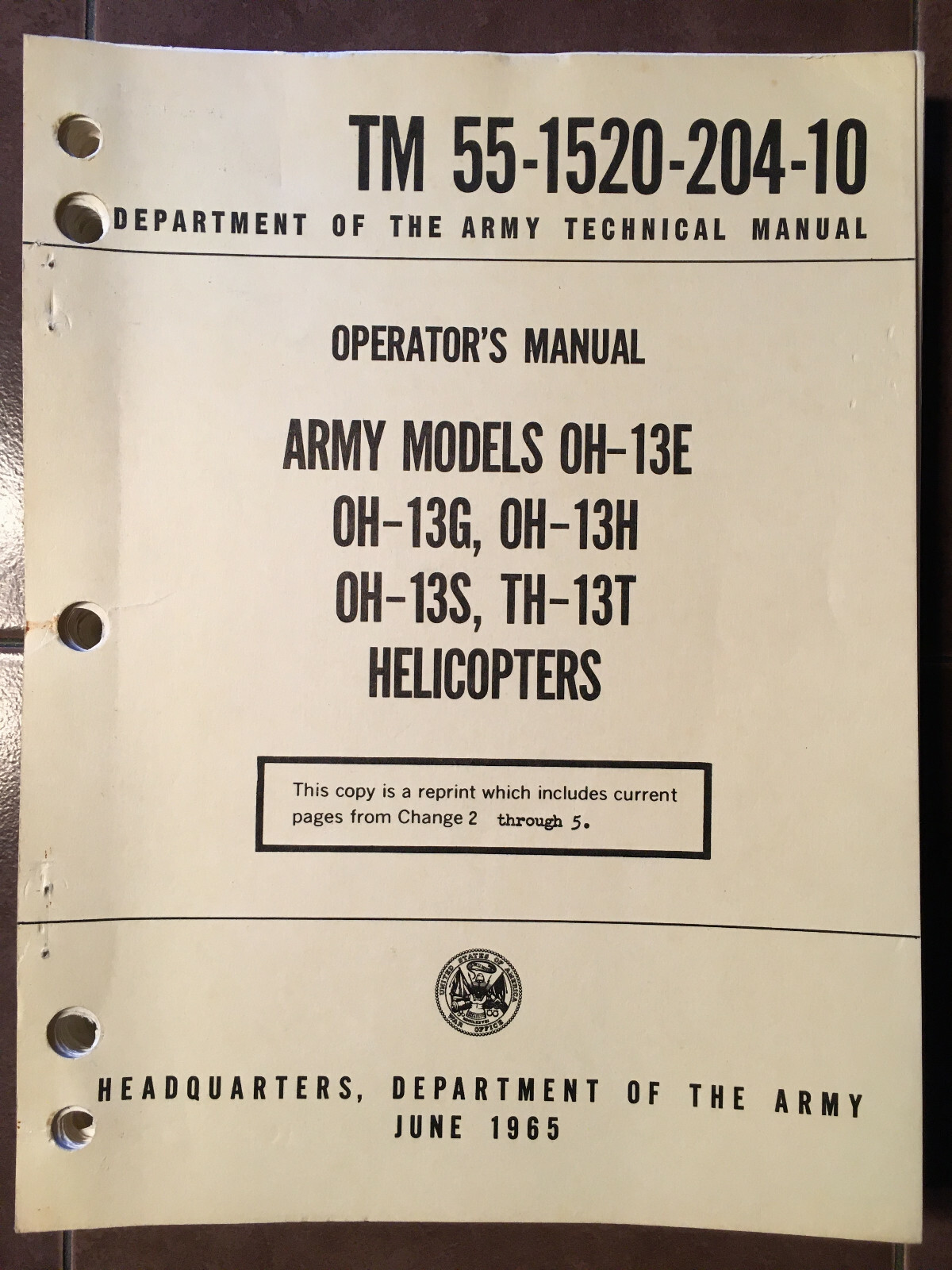 Bell Sioux OH-13E, OH-13G, OH-13H, OH-13S & TH-13T Operator's Manual