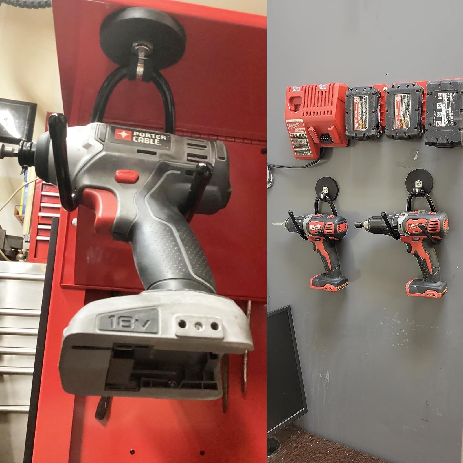 4 Pack Strong Garage Magnetic Hooks, Power Tool Organizer Rack, Heavy Duty St...