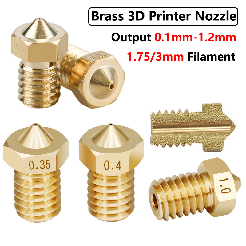 0.1mm to 1.2mm V5 V6 Brass Extruder Nozzle M6 3D Printer For 1.75mm/3mm Filament