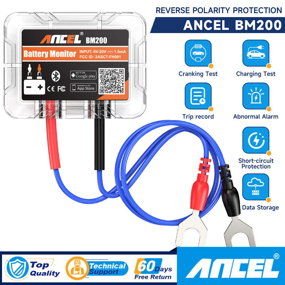 Ancel BM200 Car Battery Monitor Bluetooth 12V Battery Load Tester for iPhone