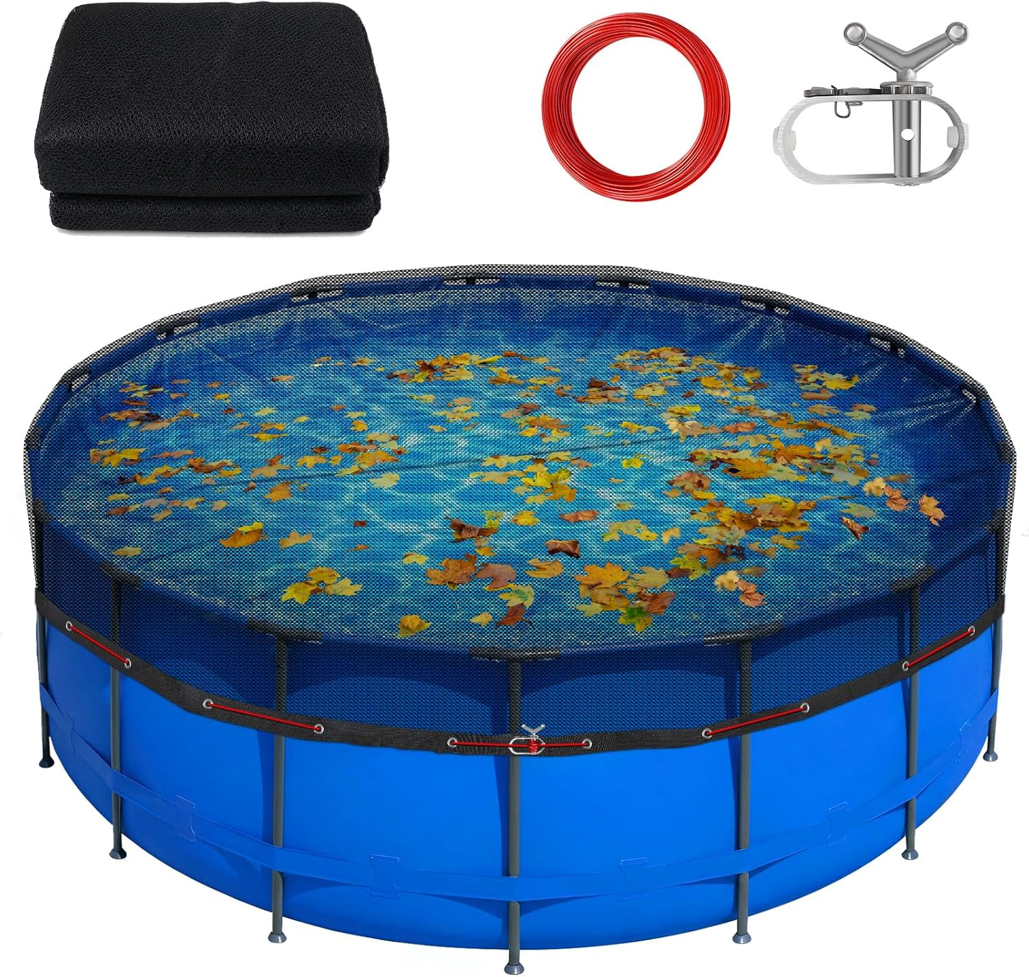 18Ft round Pool Leaf Net Cover for above Ground Pools, Tear-Resistant Mesh | Sec