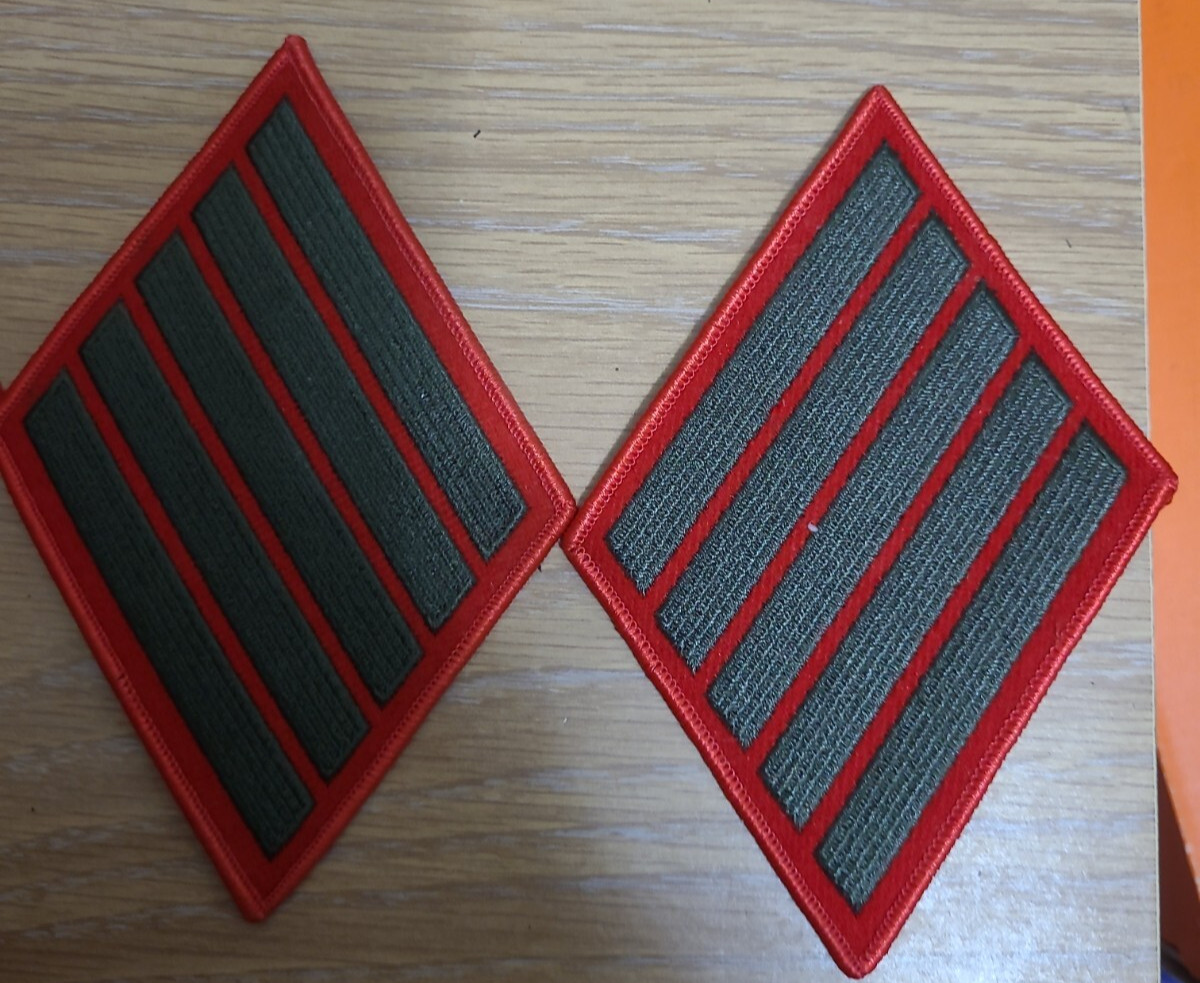 FEMALE USMC 5 Bars green/red HASH MARKS Service Stripes set Marines Chevron