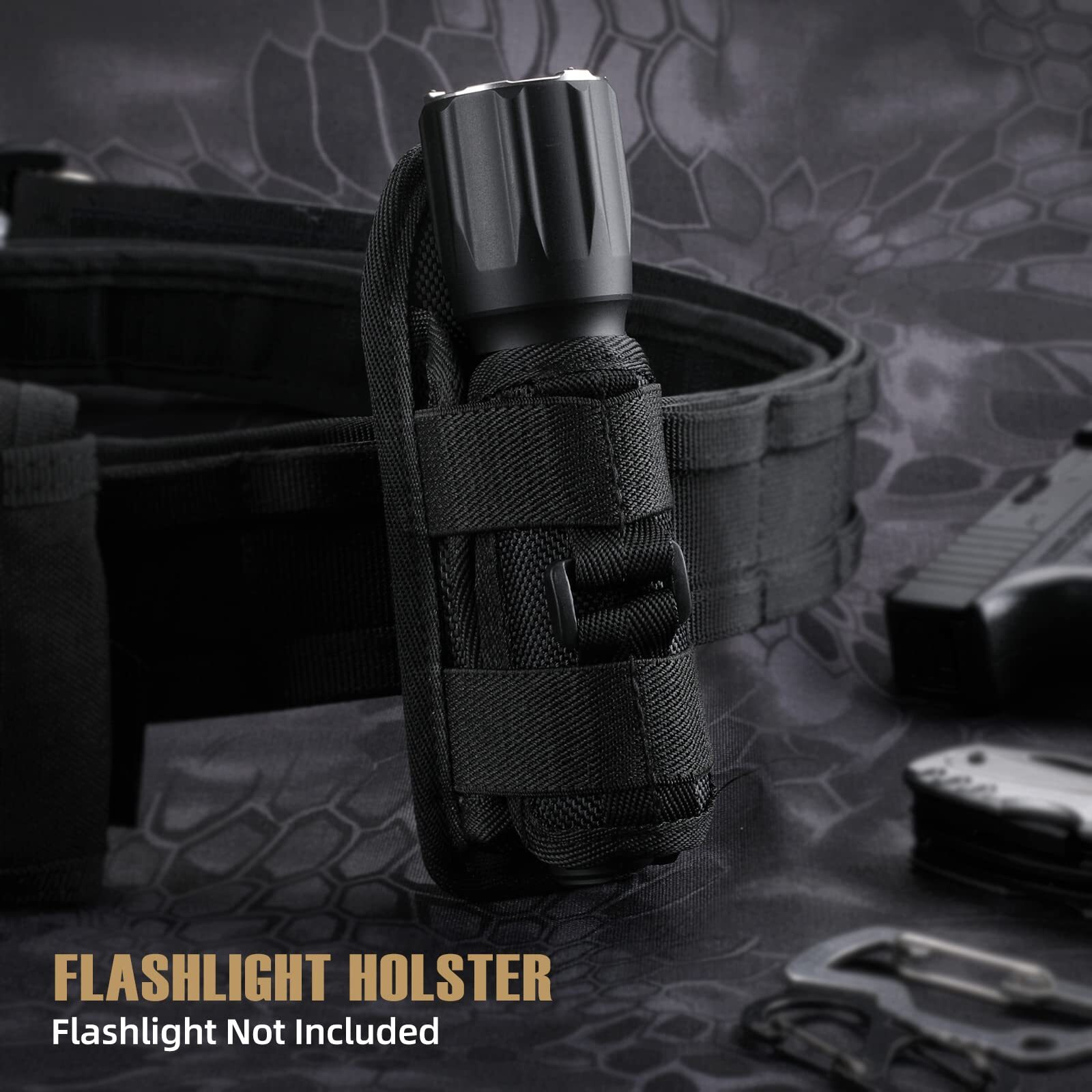 Tactical Molle Flashlight Holder Nylon Belt Holster Flashlight Torch Case Pouch