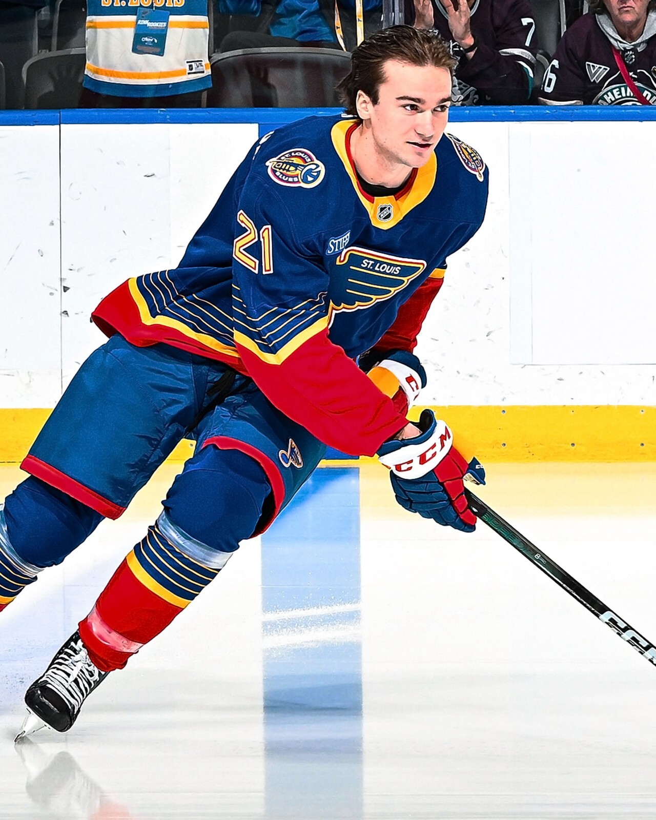 Jimmy Snuggerud Warmups in Debut St Louis Blues 8x10 NHL Hockey Photo