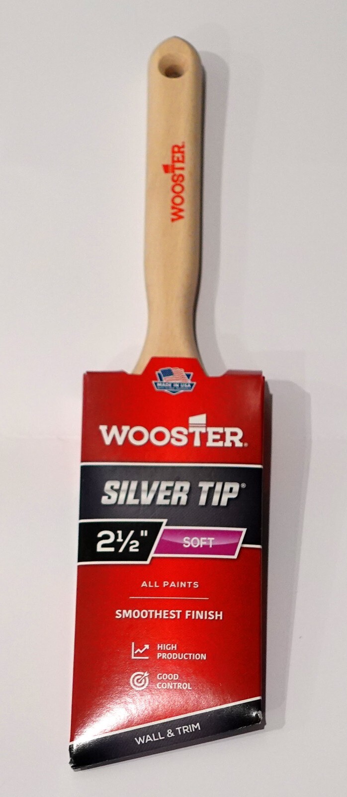 Wooster Silver Tip 2-1/2" Angle Paint Brush Polyester Blend Bristles Wood Handle