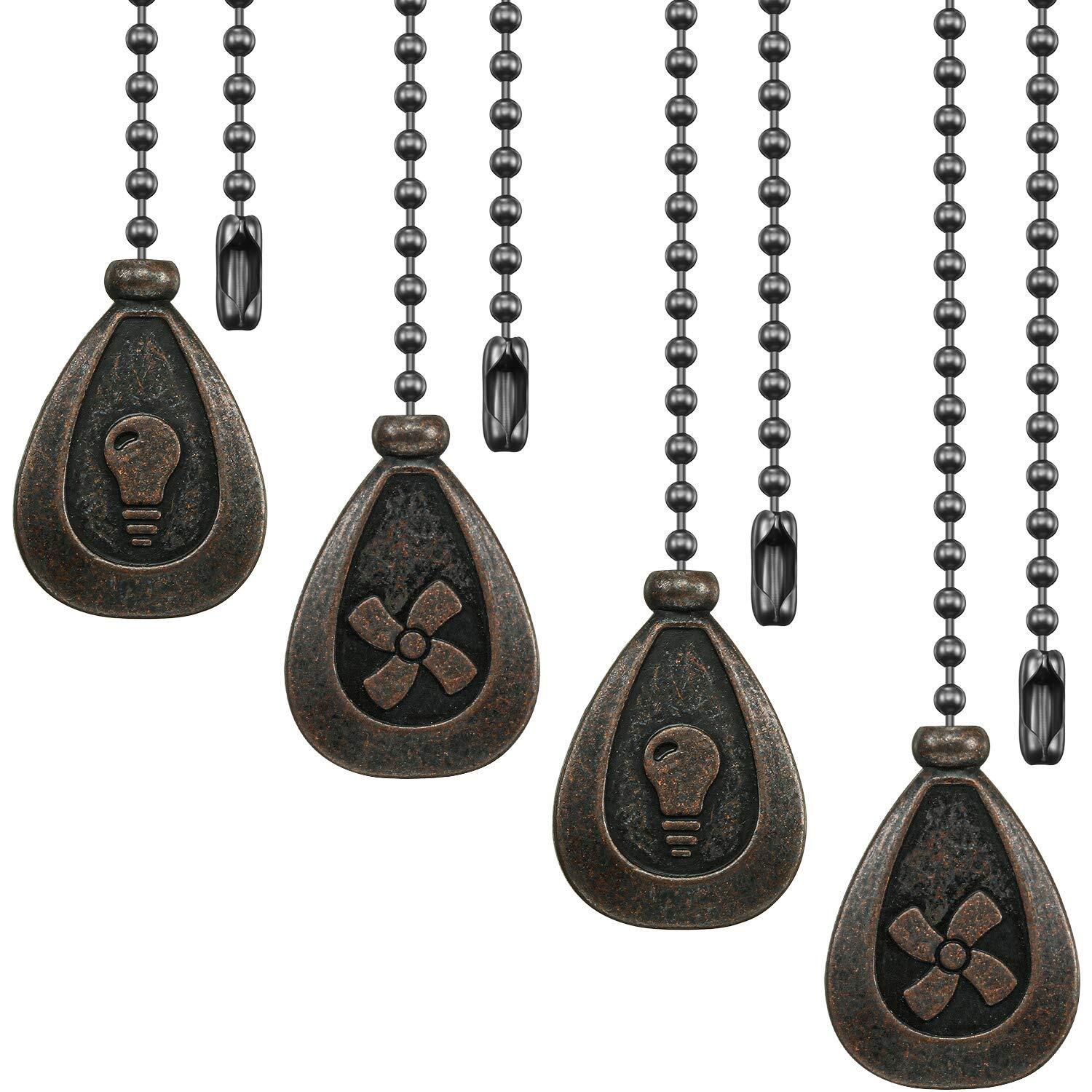 Pull Chains Decorative Extension Chain Pendant for Ceiling Lamp Fan, 4 Pack