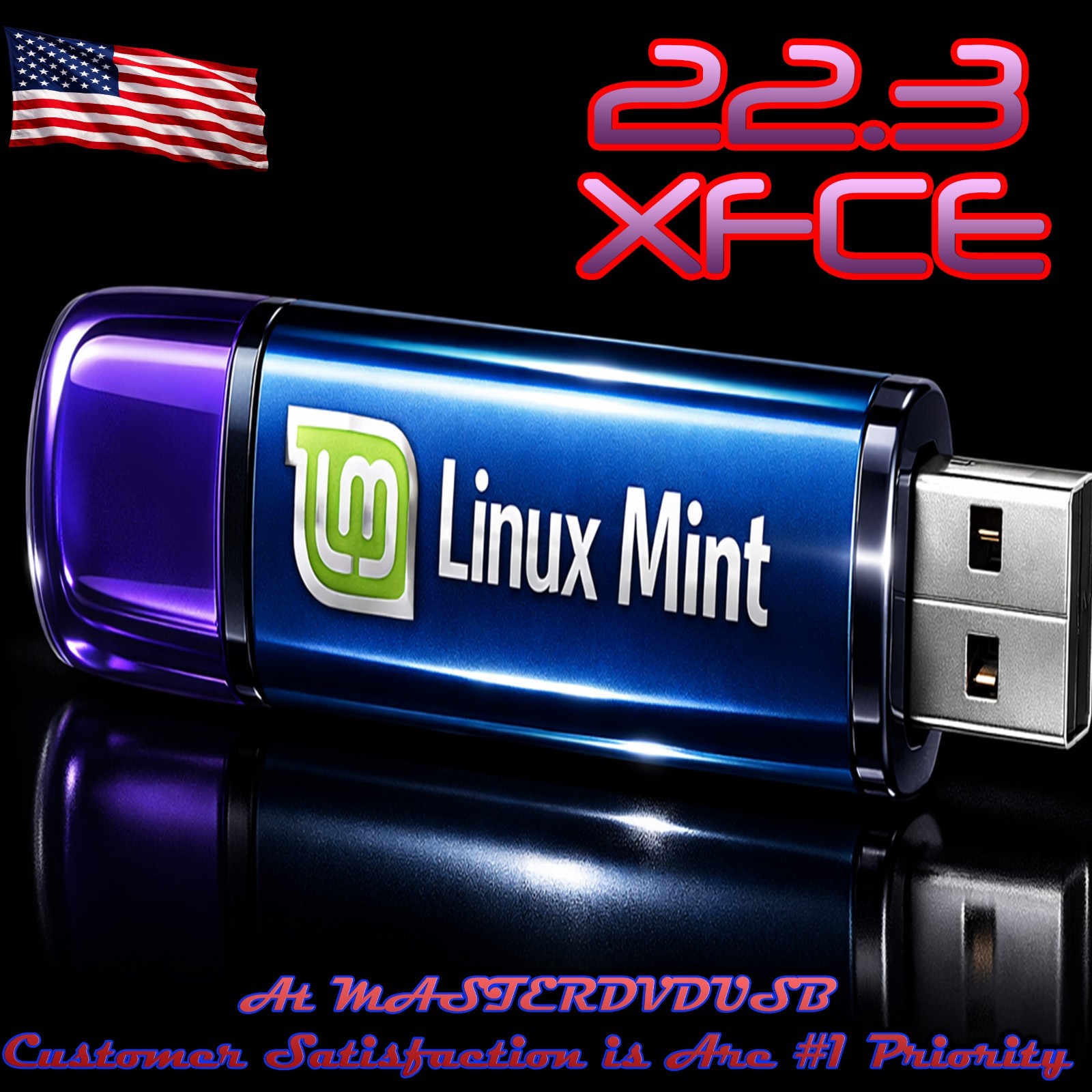 Linux Mint XFCE 22.3 – 64‑bit Bootable USB – SHA256 Verifyed Fast Shipping