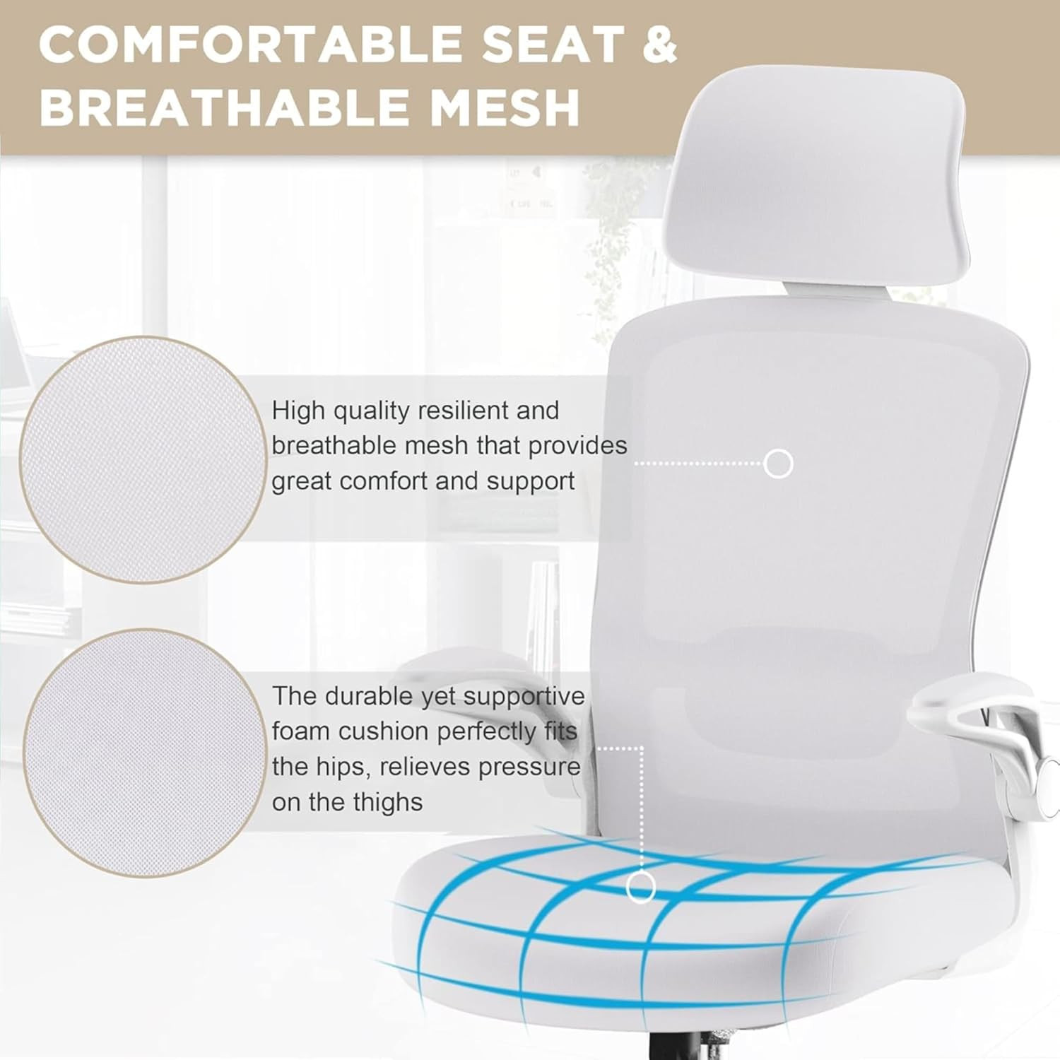 Office Chair, High Back Ergonomic Desk Chair with Adjustable Lumbar Support and