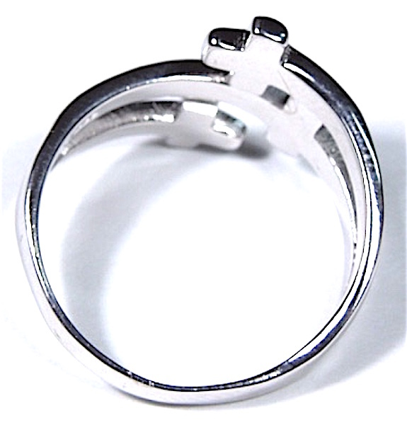 Blue or White Fire Opal Solid 925 Sterling Silver Cross Ring Size 6,7,8,9,10