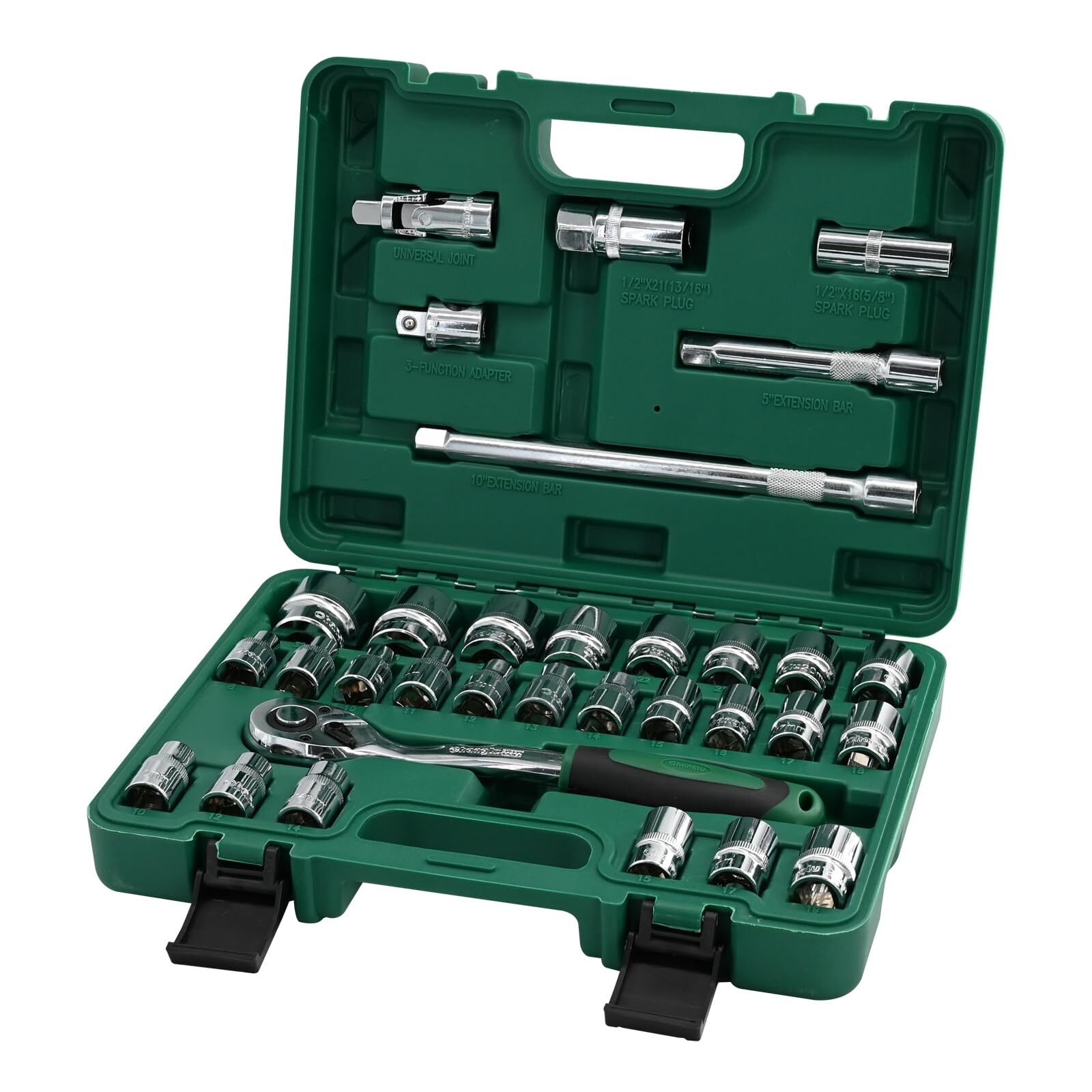 1/2" Drive Socket Set Metric 8-32mmm Sockets 1/2-Inch Ratchet Extension Bars