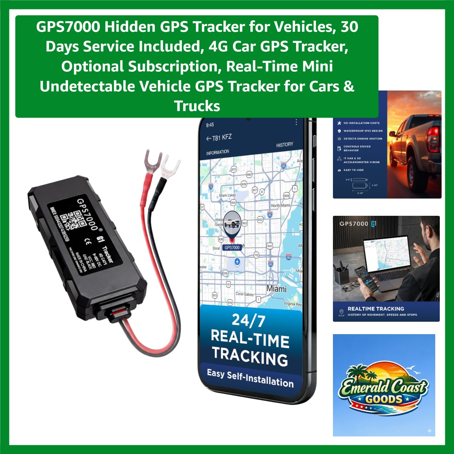 Real-Time Mini GPS Tracker - No Subscription, 4G Coverage for Fleet Management