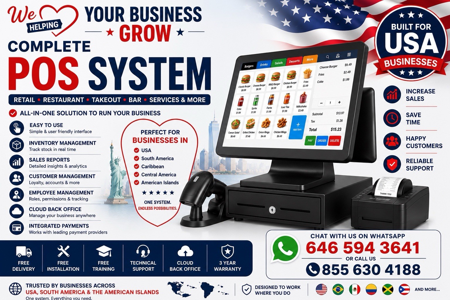 Full POS System for Retail Restaurant includes All Hardware & Software