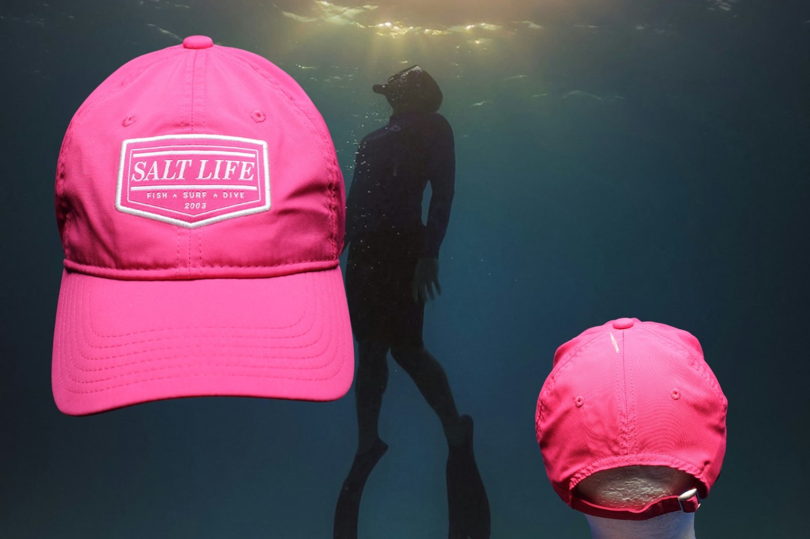 Salt Life Womens Cap Adjustable Fish surf dive Pink fishing diving