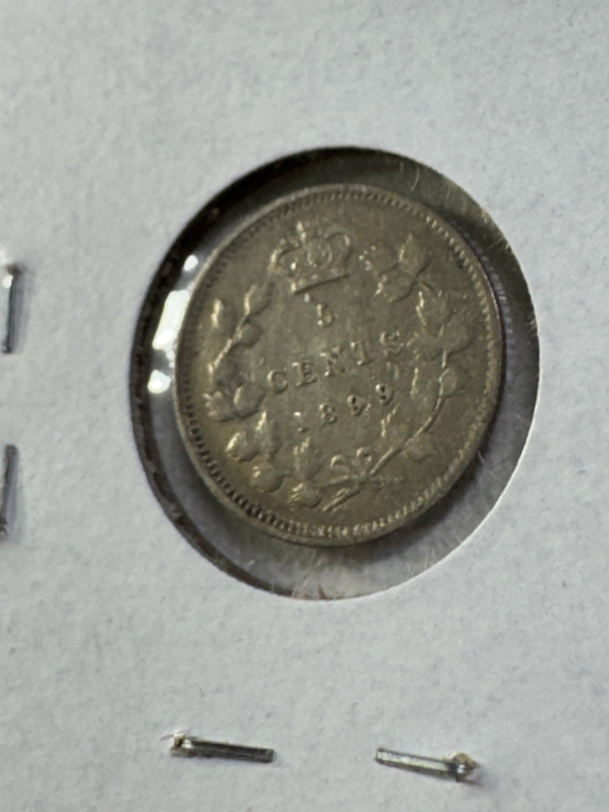 1899 Canada 5 Cents Small Silver Coin Cleaned