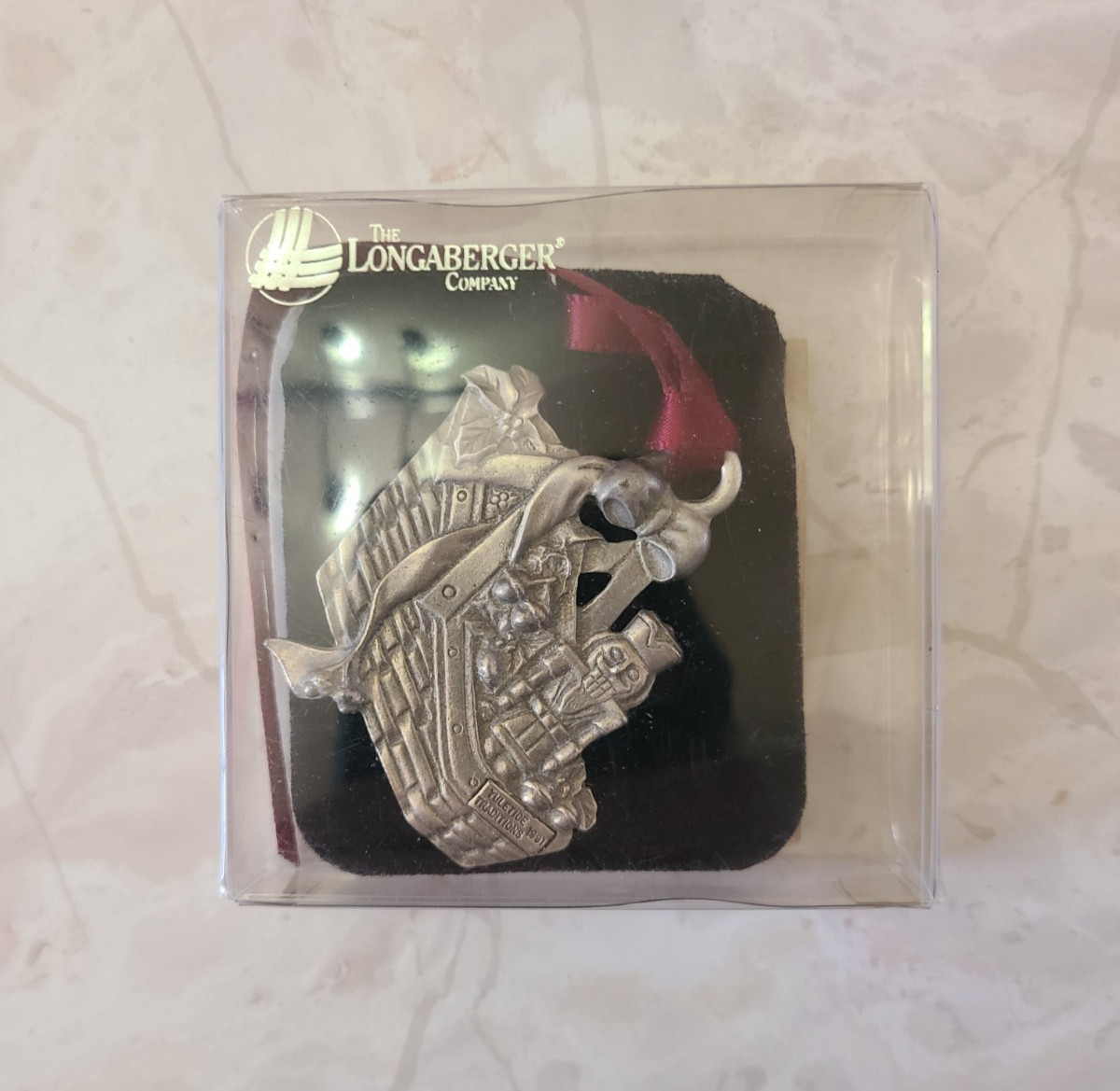 1991 Longaberger Christmas Yuletide Traditions Basket Pewter Tie-on Ornament