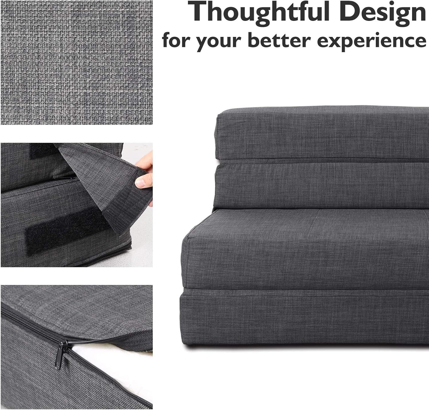 Ergonomic Twin Size Folding Sofa Bed with Washable Cover and Memory Foam Comfort