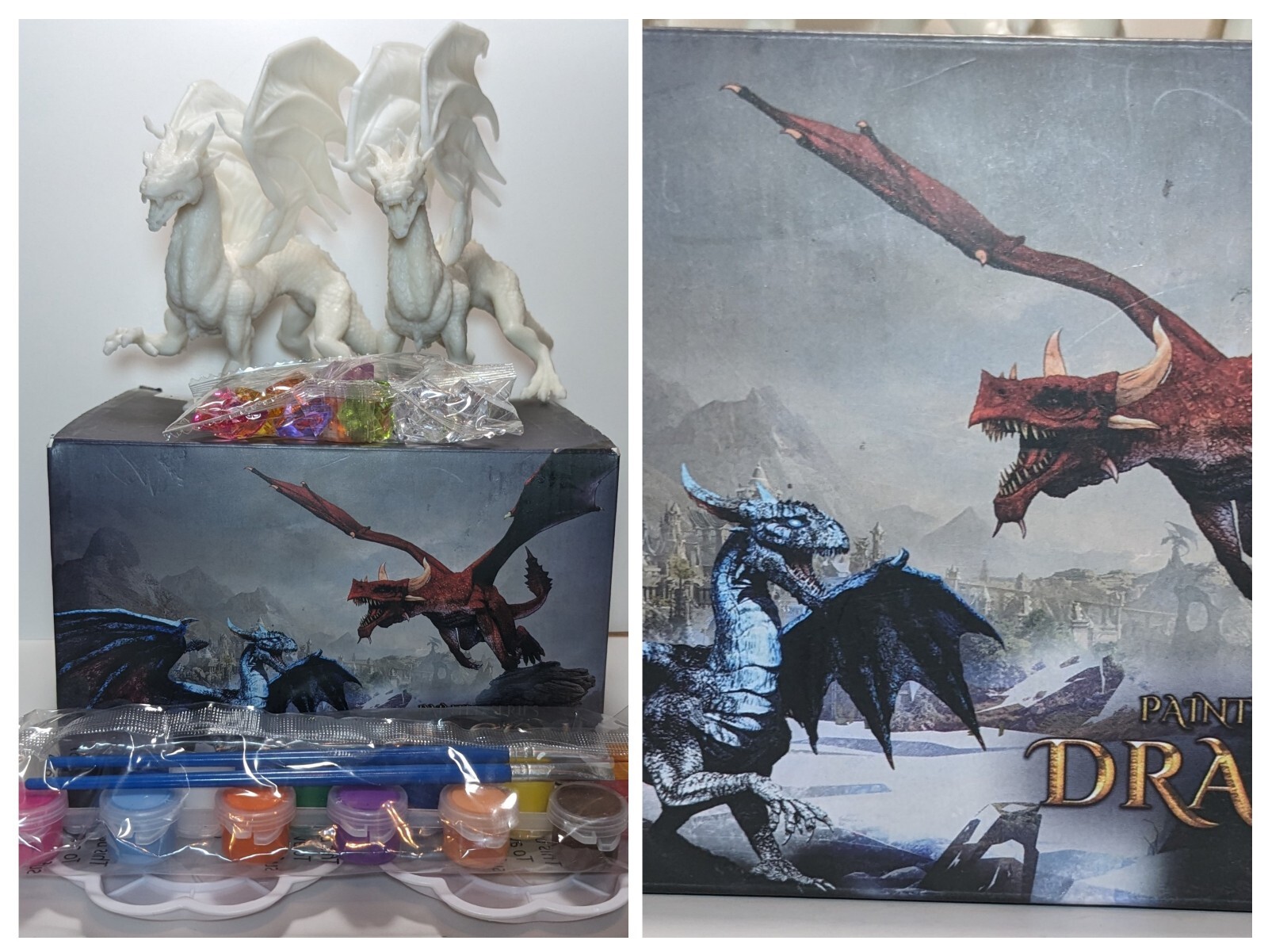Solday Painting Series 3D Two 2 Flying Dragons PVC Model Paint Kit HD100179 Box