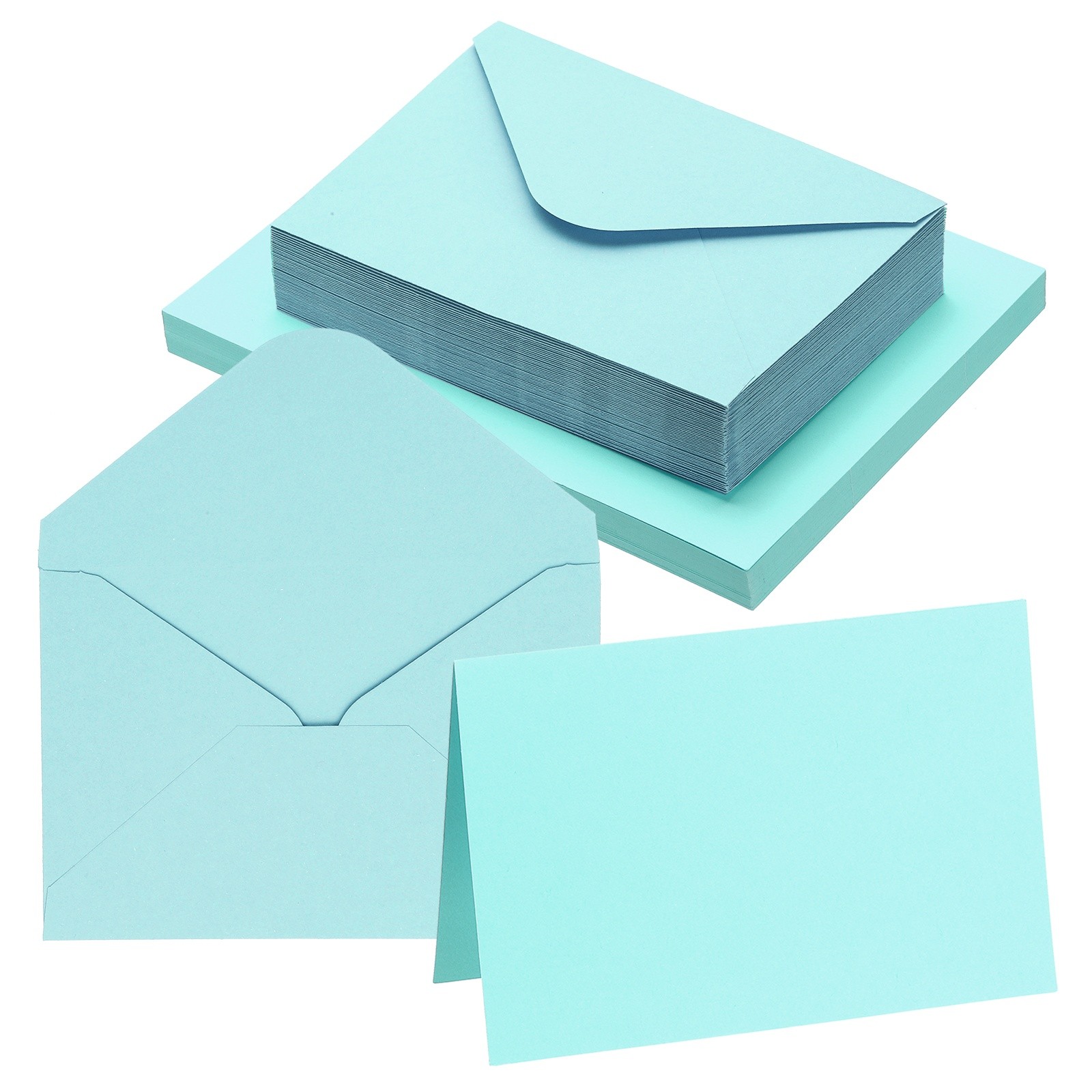 50Sets 4 x 6" Blank Greeting Cards and Envelopes, Right Angles Cards, Light Blue
