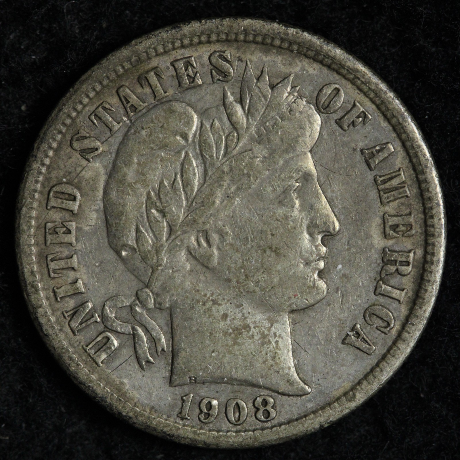 1908-S Barber Silver Dime XF+ E230 KVCE