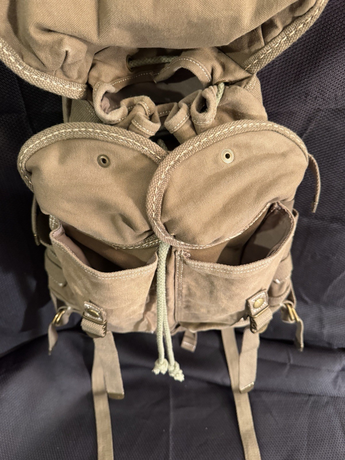 Military Canvas Ruck Backpack | Multiple Pockets | Adjustable Straps | Tan | New