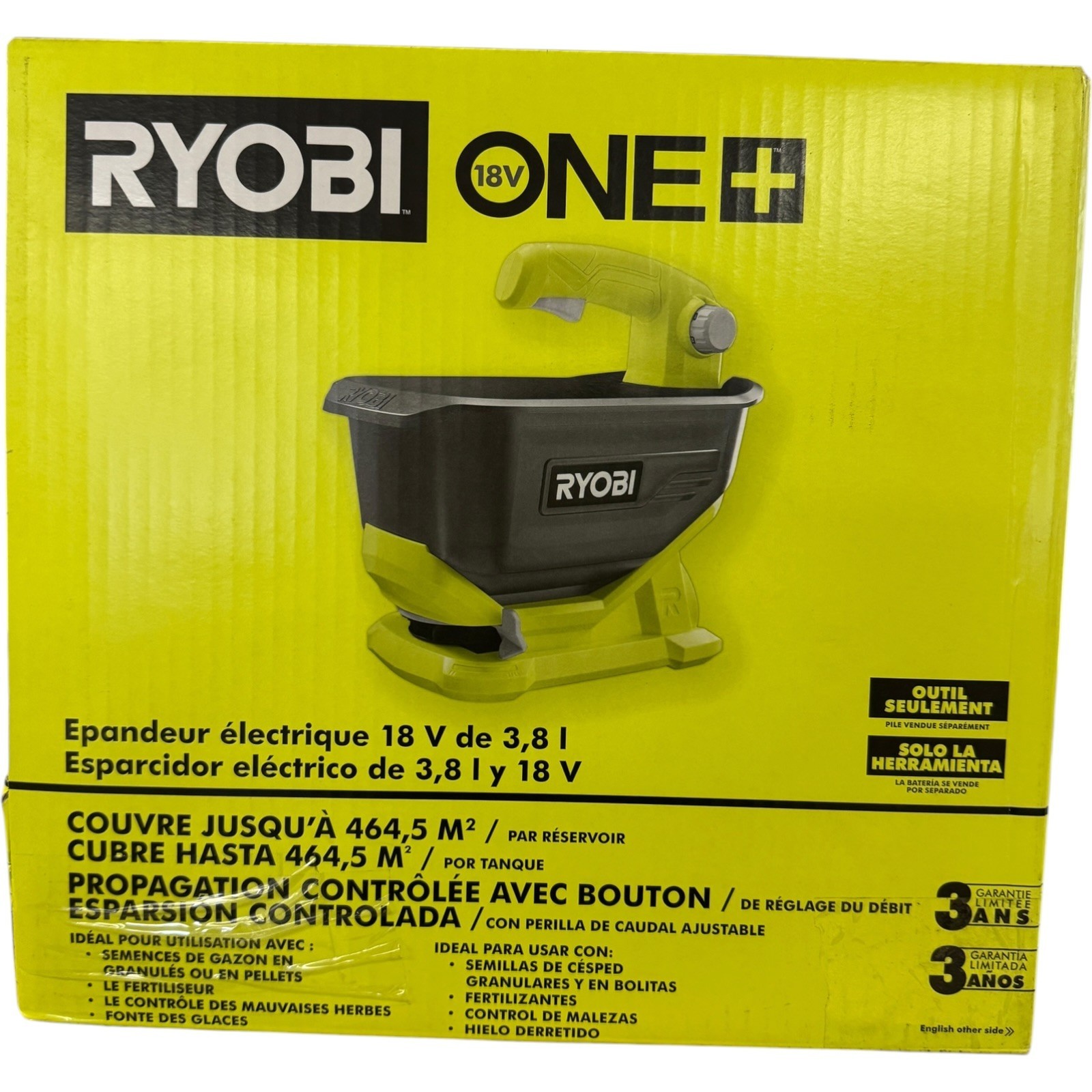 Ryobi P2402BTL ONE+ 18V 1 Gal Cordless Power Spreader Tool Only - New Box Damage