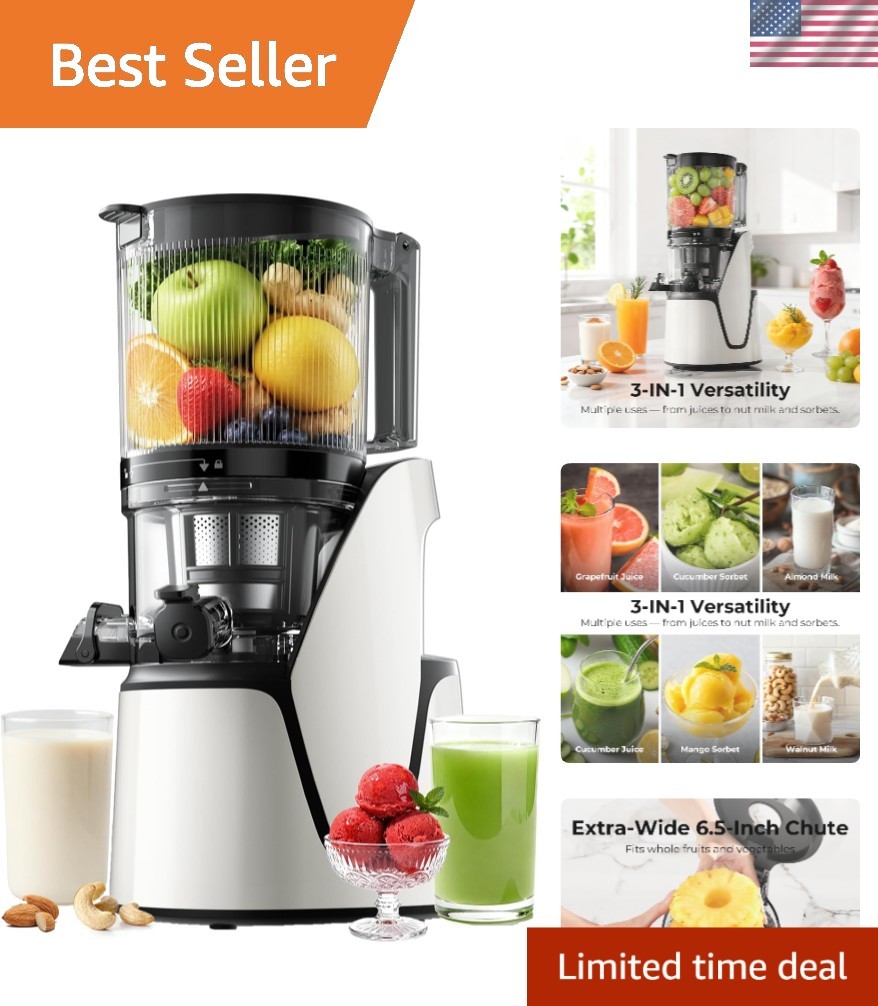 High-Performance Cold Press Juicer with Auto-Reversing & Dishwasher Safe Design