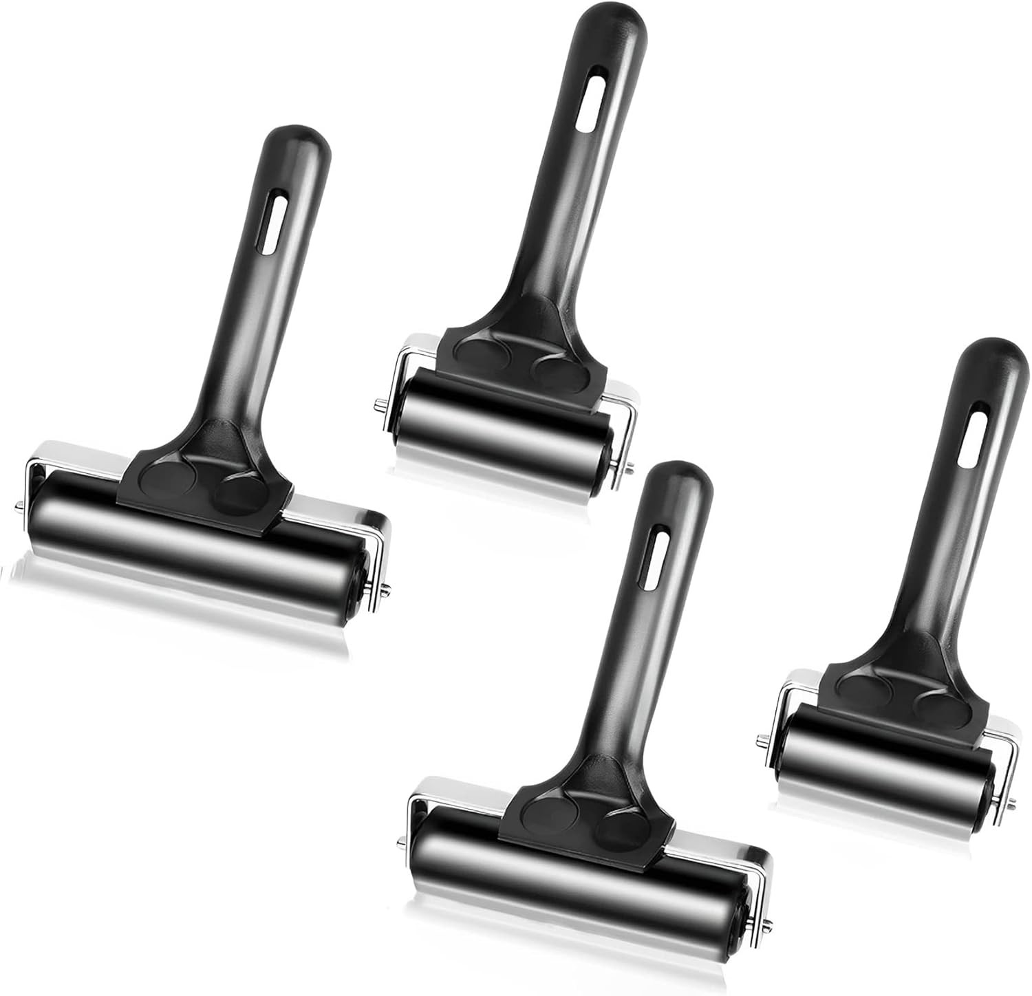 4 Pcs Brayer Roller, Black Rubber Roller for Printmaking Wallpapers Stamping Glu