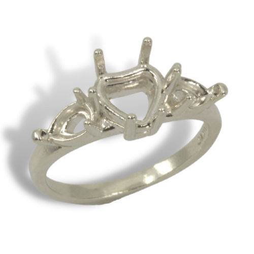 Heart with Pear Accents Pre-notched Ring Mounting