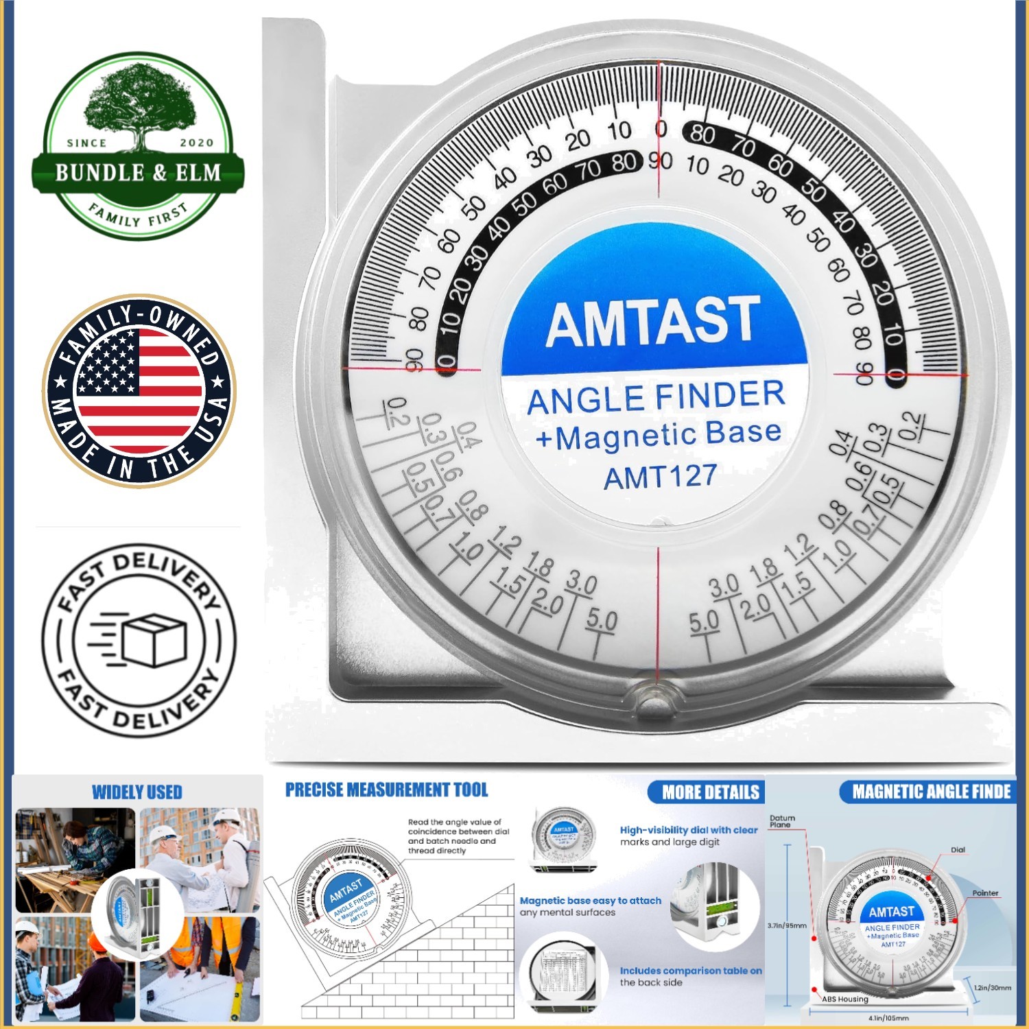 Durable Angle Gauge with High-Visibility Dial and Magnetic Base for Construction
