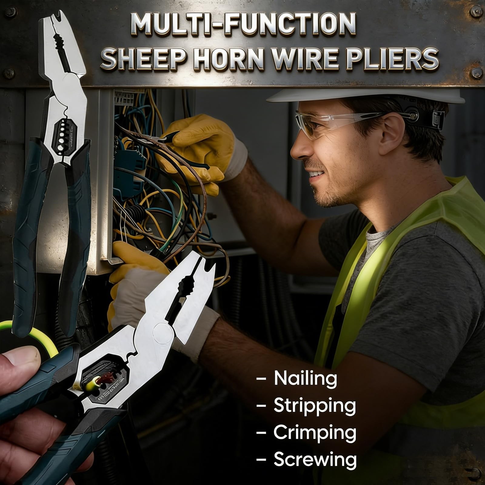 Industrial-Grade 9-in-1 Multi-Function Cutting Pliers, Wire Cutter, Stripper,...