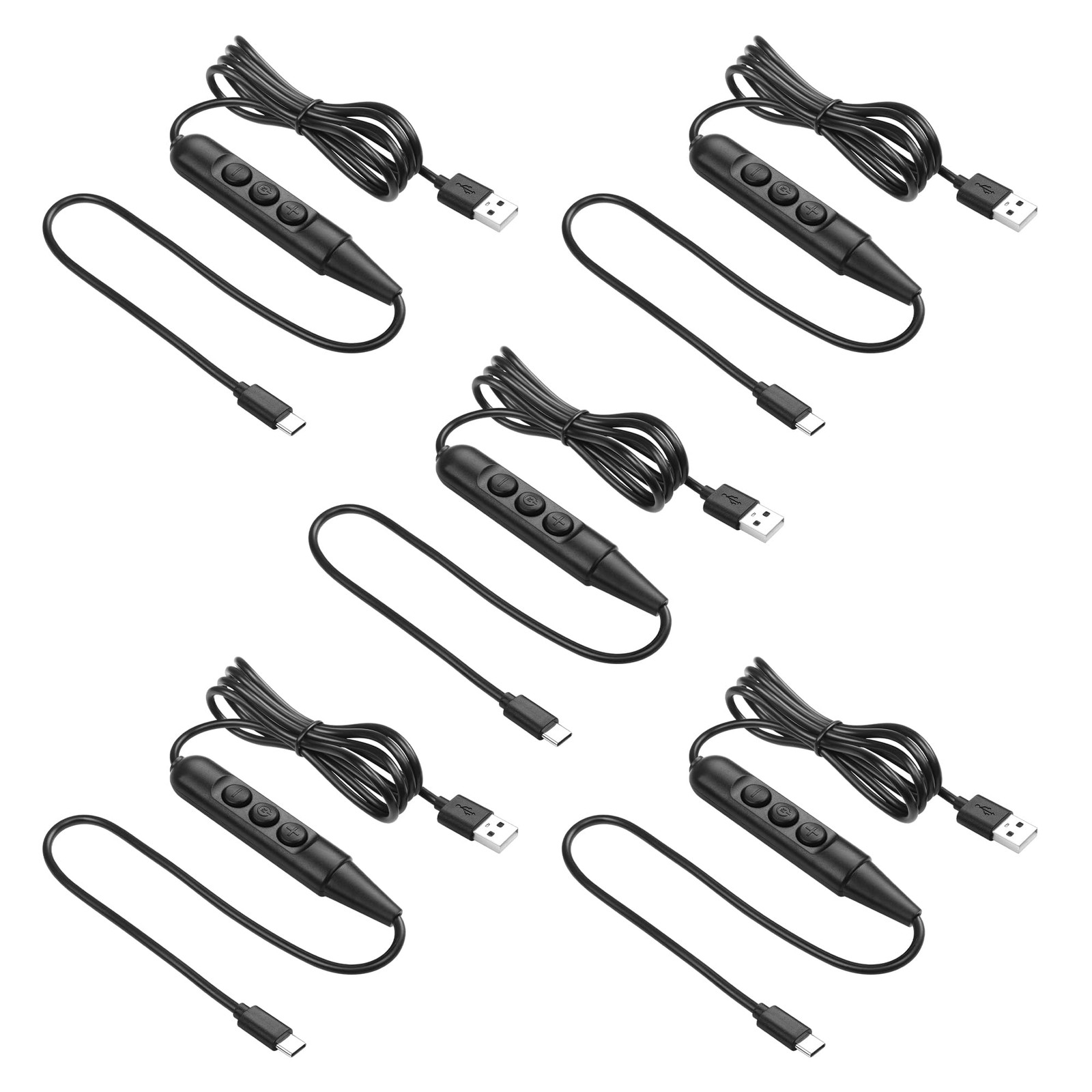 5 PCS USB Male On/Off Switch to USB C Male Cable 6Speed Dimming 4.9FT