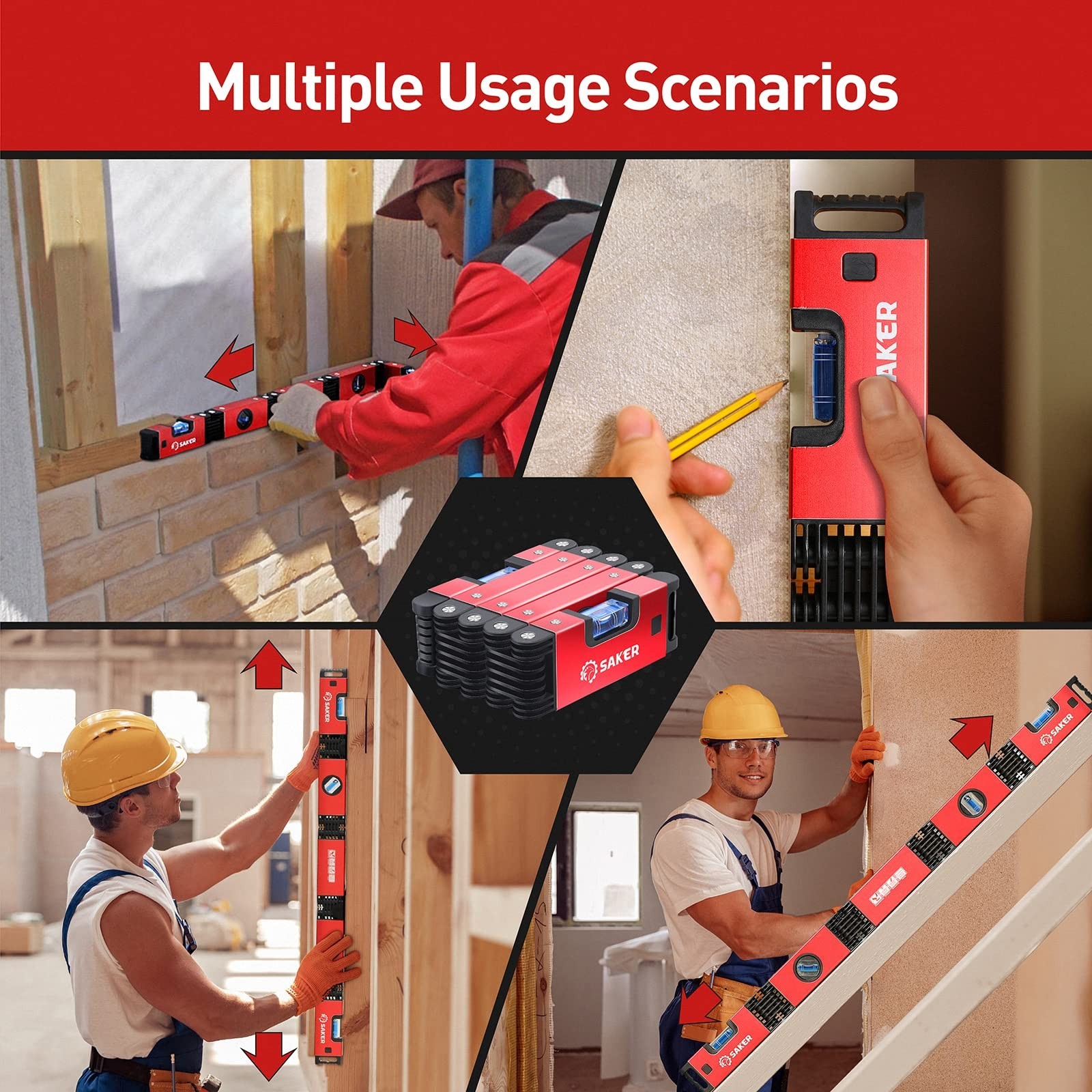 Multi-Function Foldable Level Tool - 28-Inch, Precise Multi-Angle Measurement, I