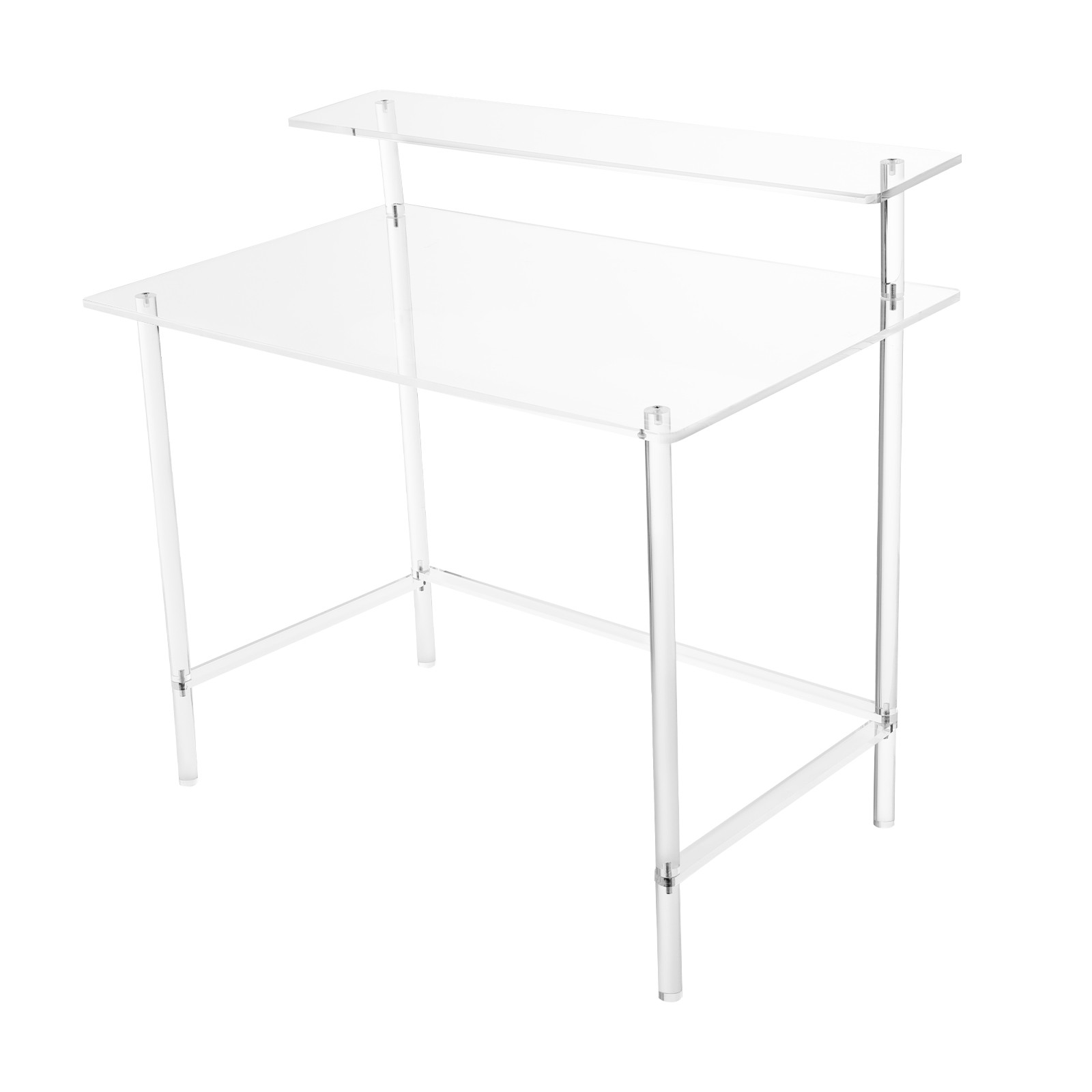 2-tier Acrylic Desk, Home Office Desk, Modern Clear Desk Rectangular