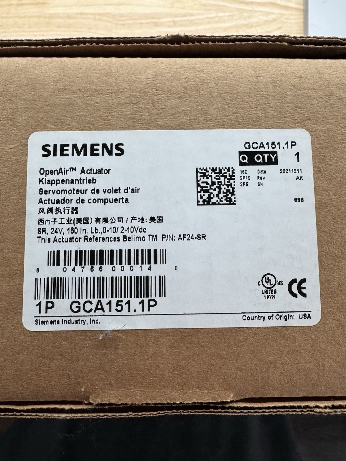 Siemens Open Air  Actuator GCA151.P